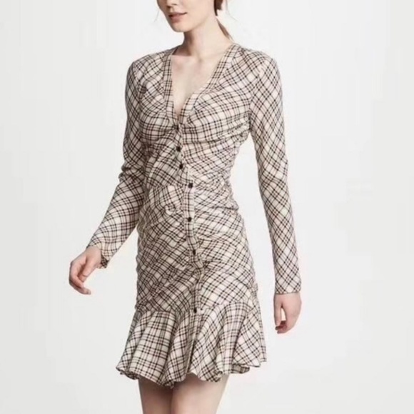 Veronica Beard Rowe plaid ruched - Picture 1 of 15